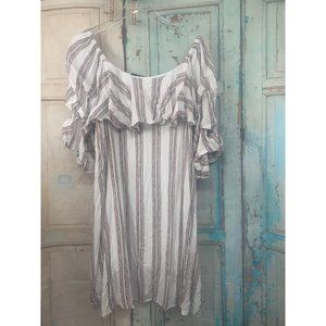 Azur Rouched Sleeves   XXL Cream red green  Striped Rayon ** Flaw